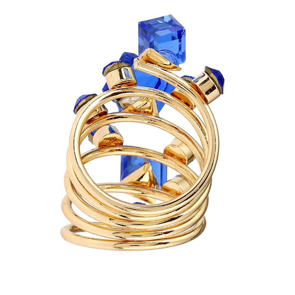 Oversize Multi Crystal Korean Open Ring