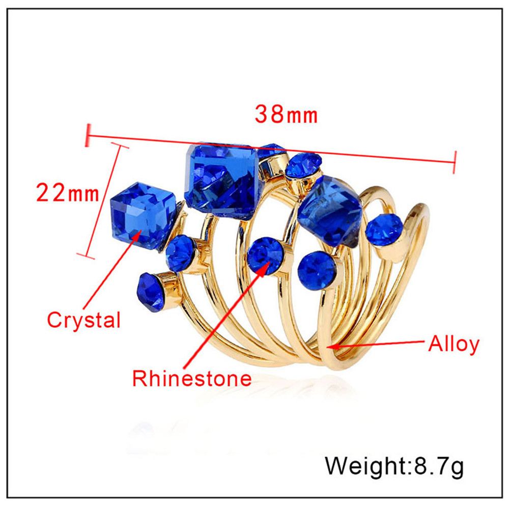 Oversize Multi Crystal Korean Open Ring
