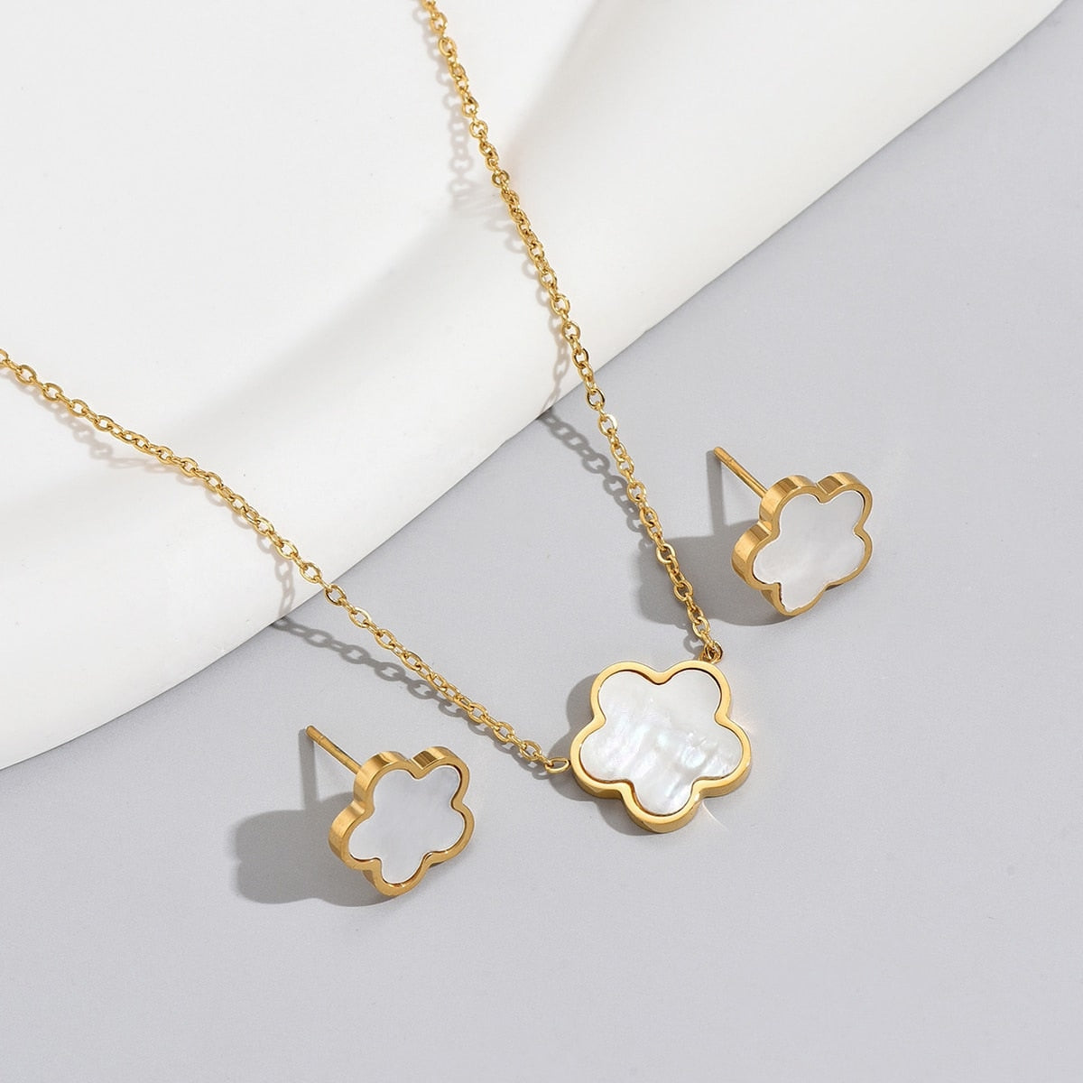 Shell, Black White Stainless Steel Jewelry Sets