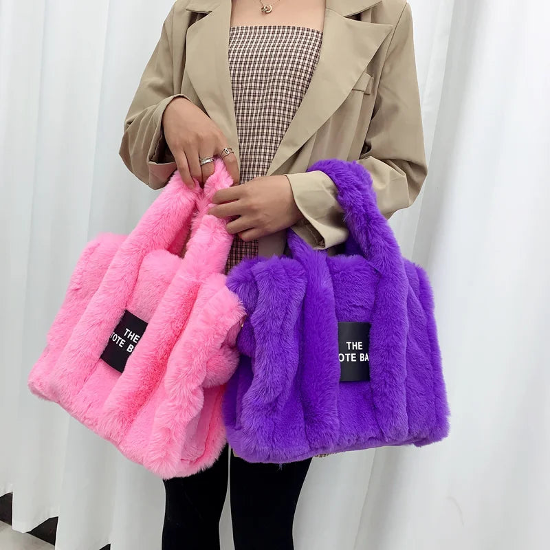 Designer Faux Fur Luxury Tote Bag