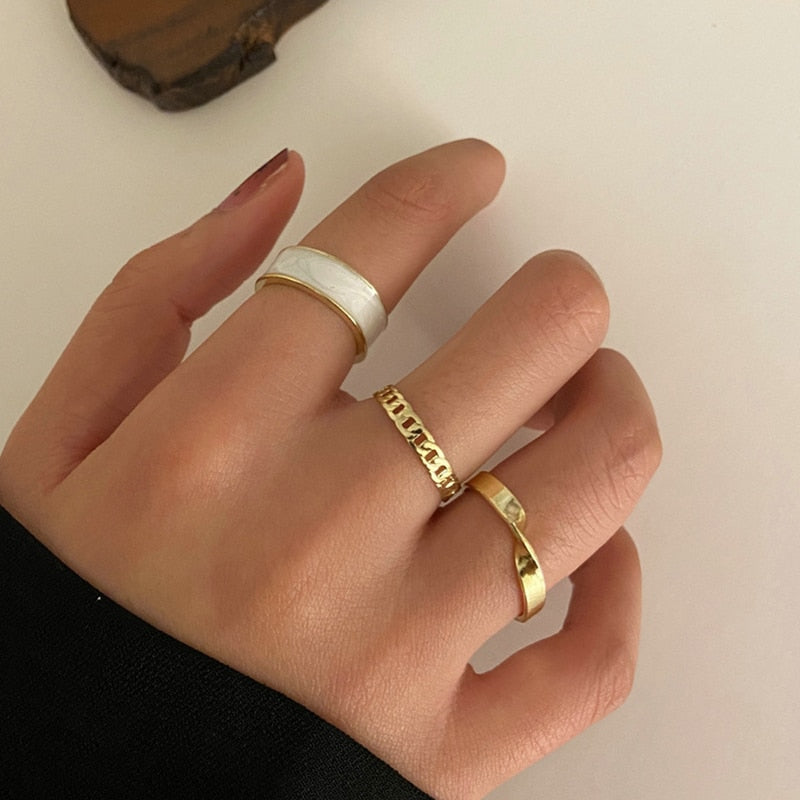 Enamel Korean Fashion Pearl Ring Set