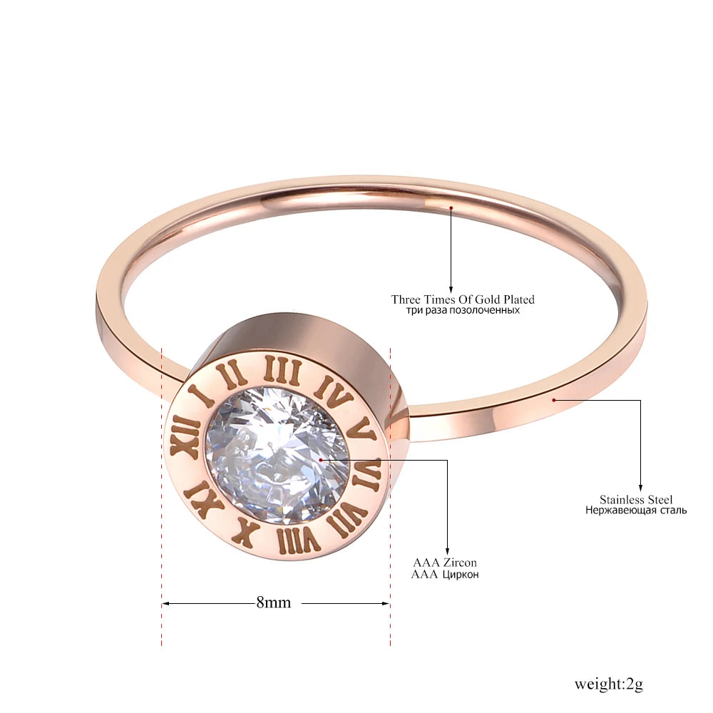 Stainless Steel  AAA CZ Rose Gold Color Ring