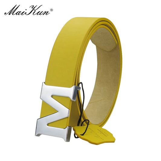 Removable Letter M Plate Buckle PU Belt