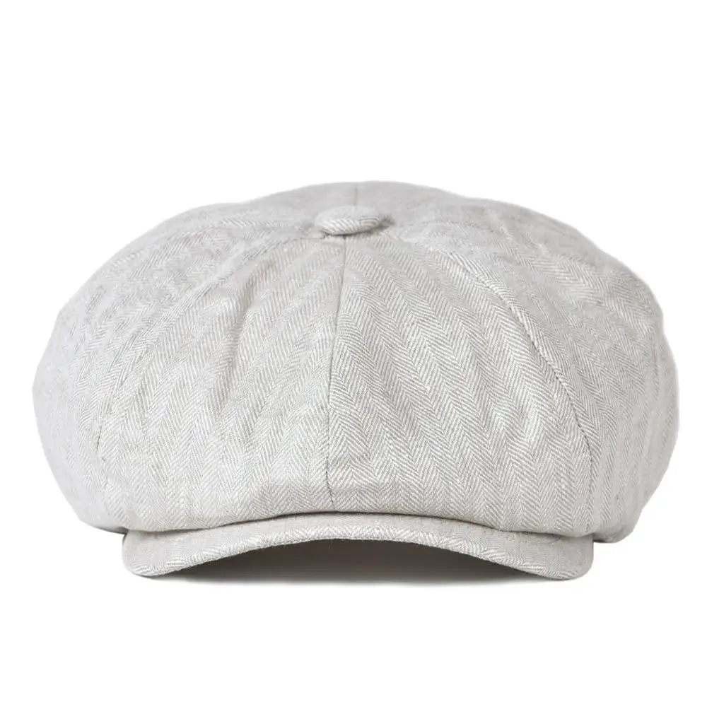 Herringbone Linen Newsboy Bakerboy Caps