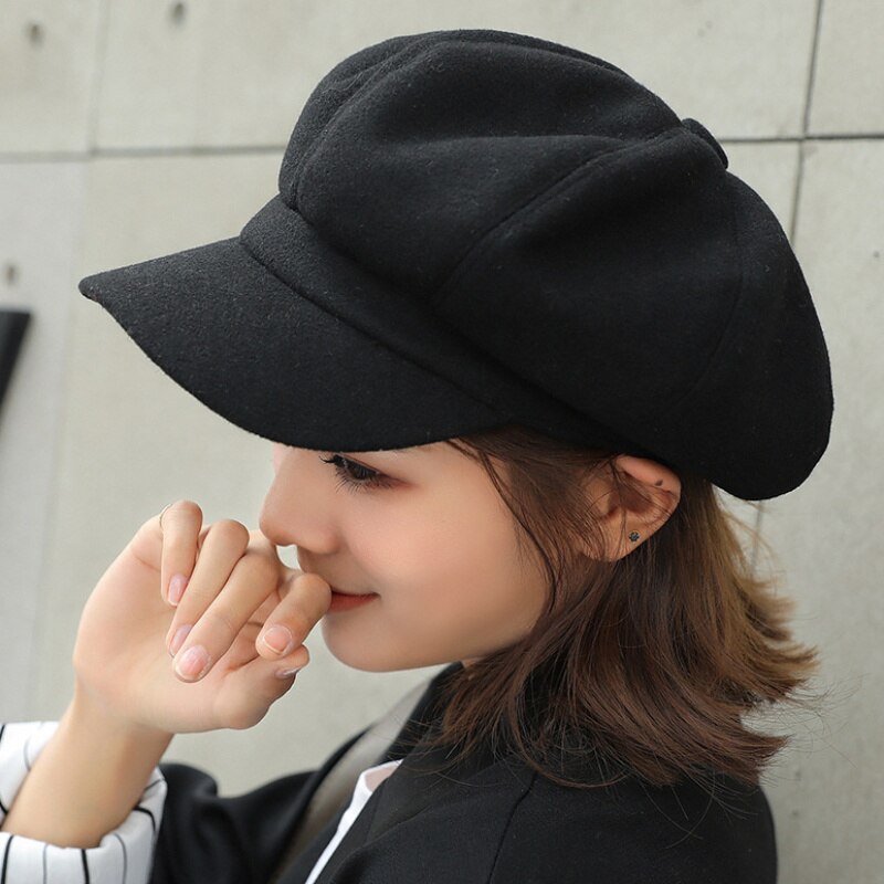 Winter Solid Plain Octagonal Hat