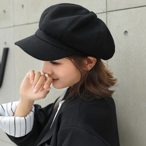 Winter Solid Plain Octagonal Hat