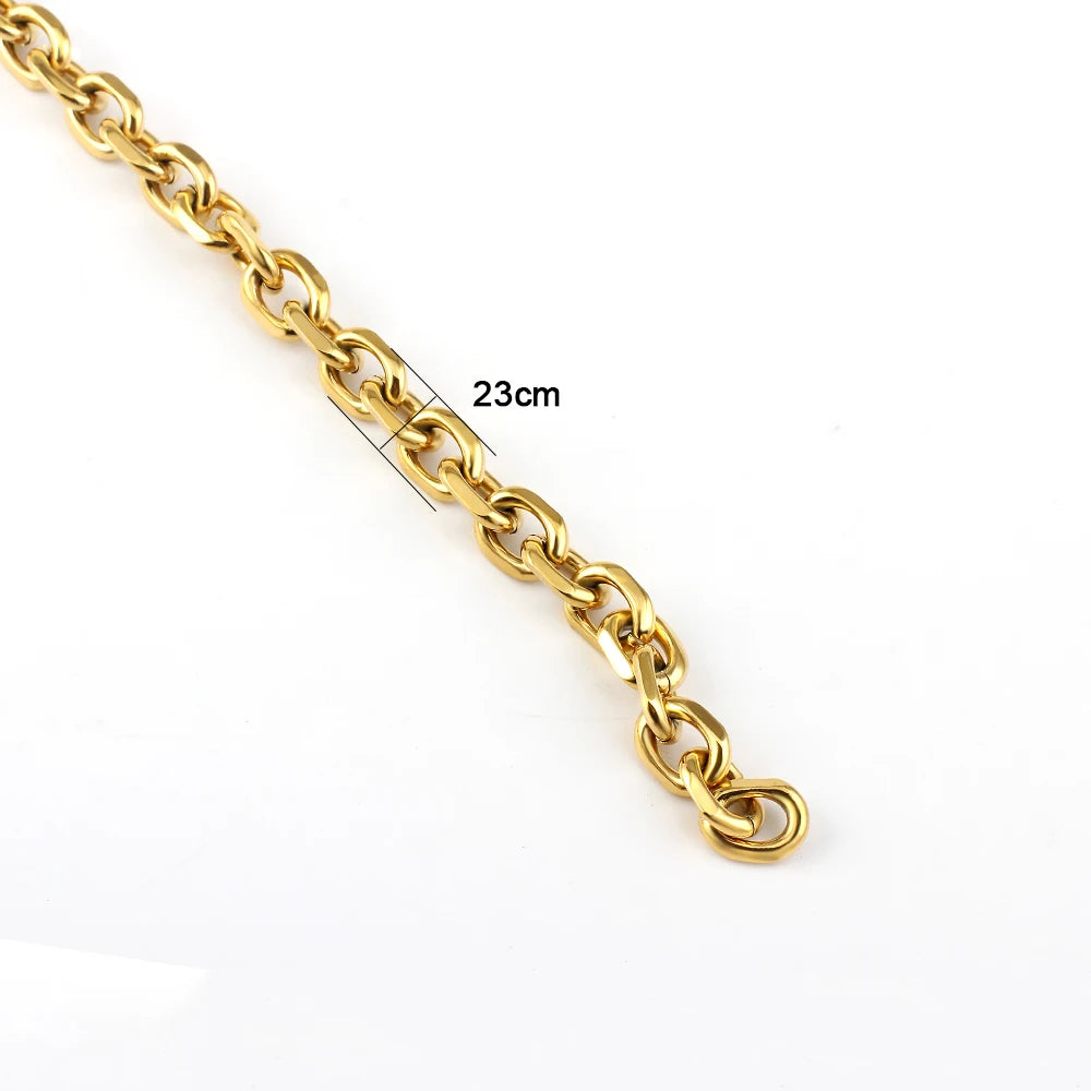 Stainless Steel Gold Cross O Chain Bracelet