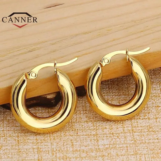 Stainless Steel Round Hoops Earrings