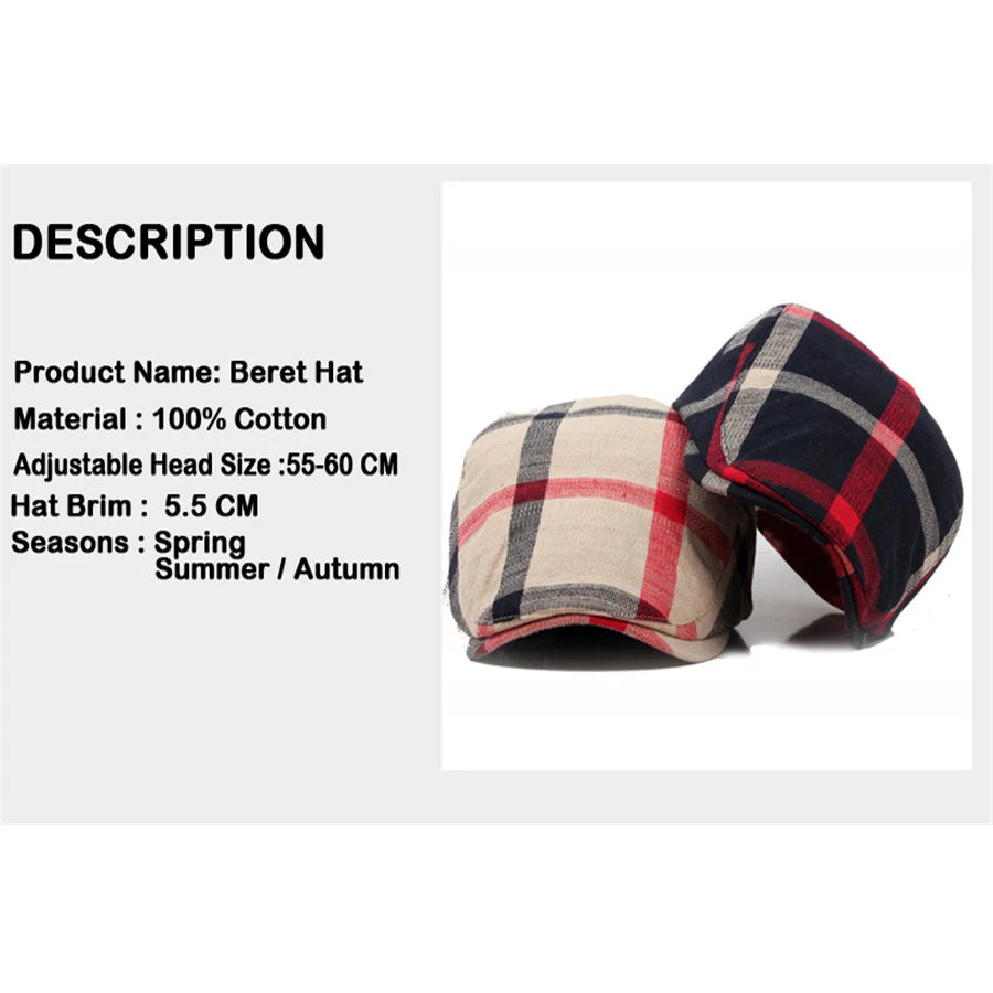 Classic Englad Style Plaid Berets Caps