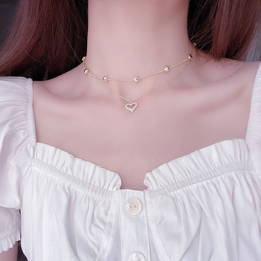 14k Plated Gold Double Layer Necklace