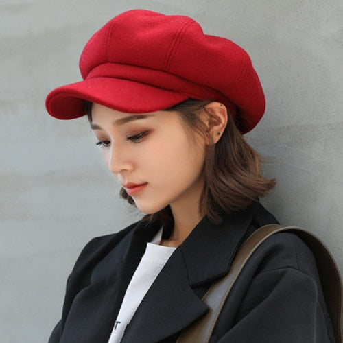 Winter Solid Plain Octagonal Hat