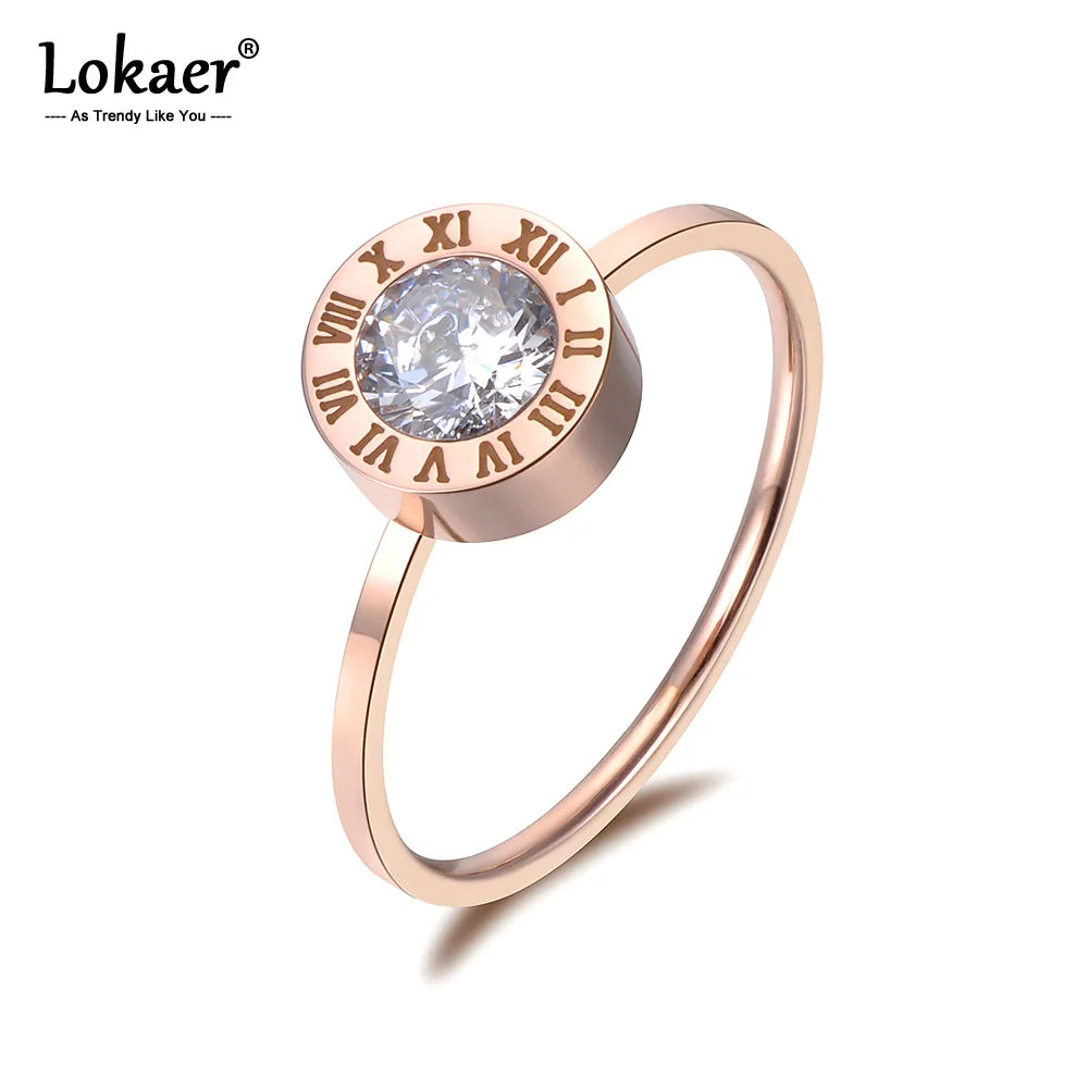 Stainless Steel  AAA CZ Rose Gold Color Ring