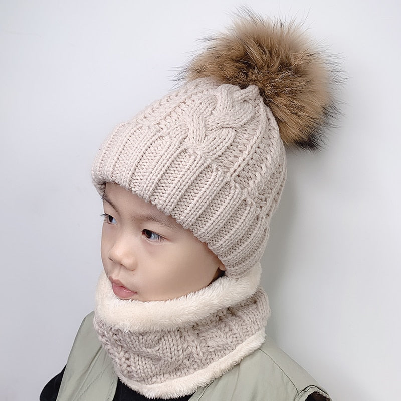 Kids Winter Hat Scarf Set