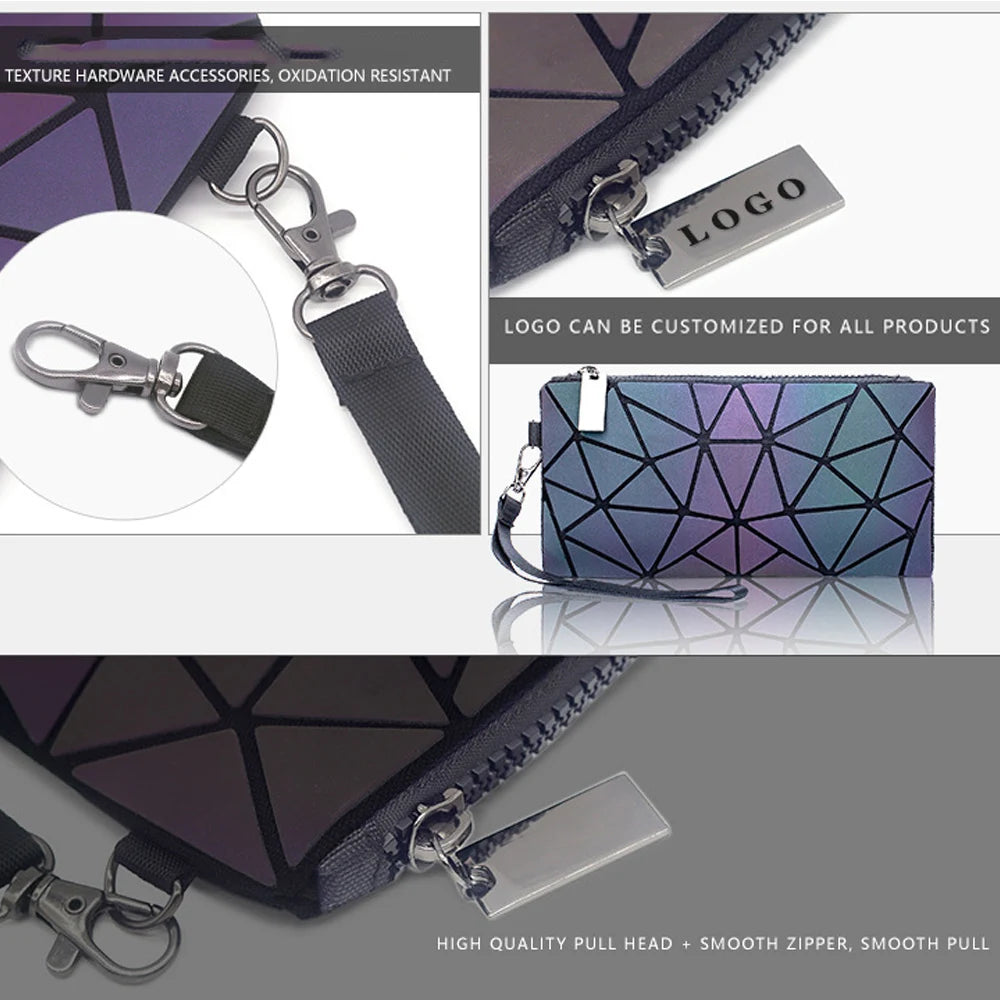 Luminous Geometric Zipper Wallet