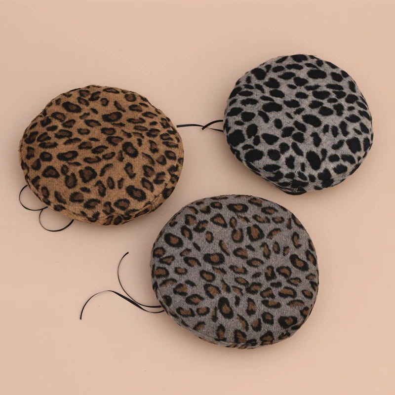 Leopard Felt Cute Beret Vintage Hat