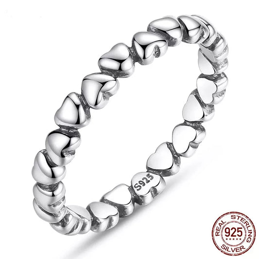 925  Silver Love Heart Ring Korean