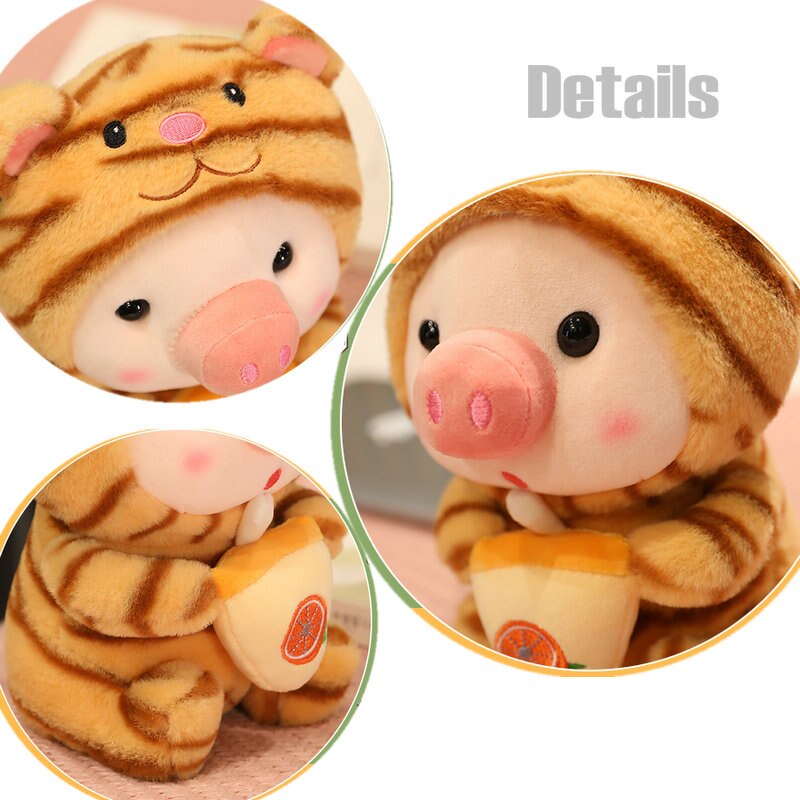 Animal Boba Tea Plushie Pink Pig Plush