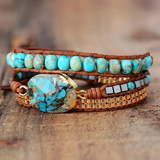 Leather Wrap Bracelets W/ Stones