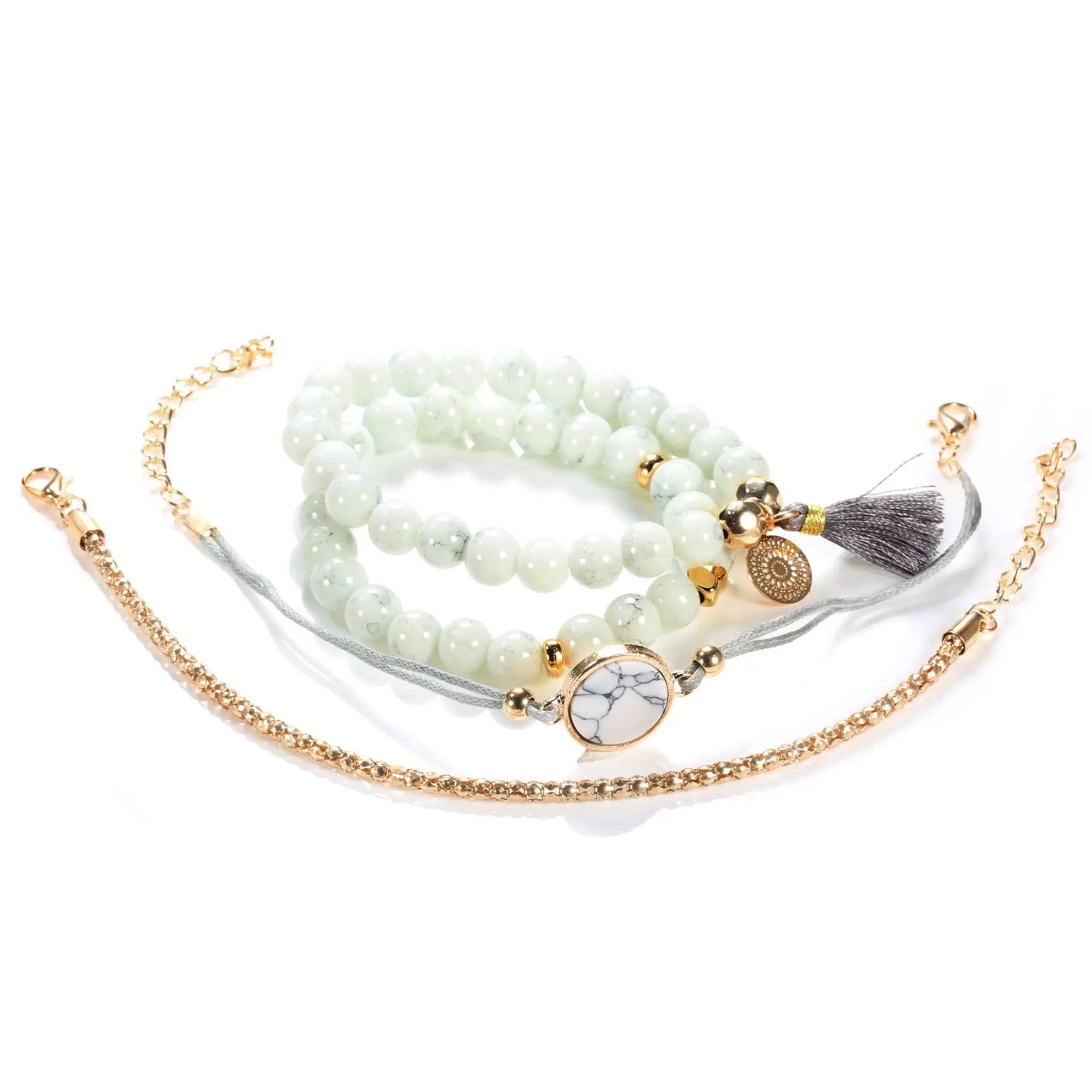 Set Bohemian Stone beads chains bracelets