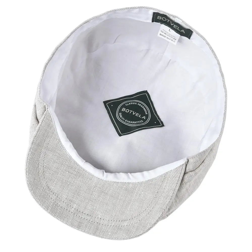 Herringbone Linen Newsboy Bakerboy Caps