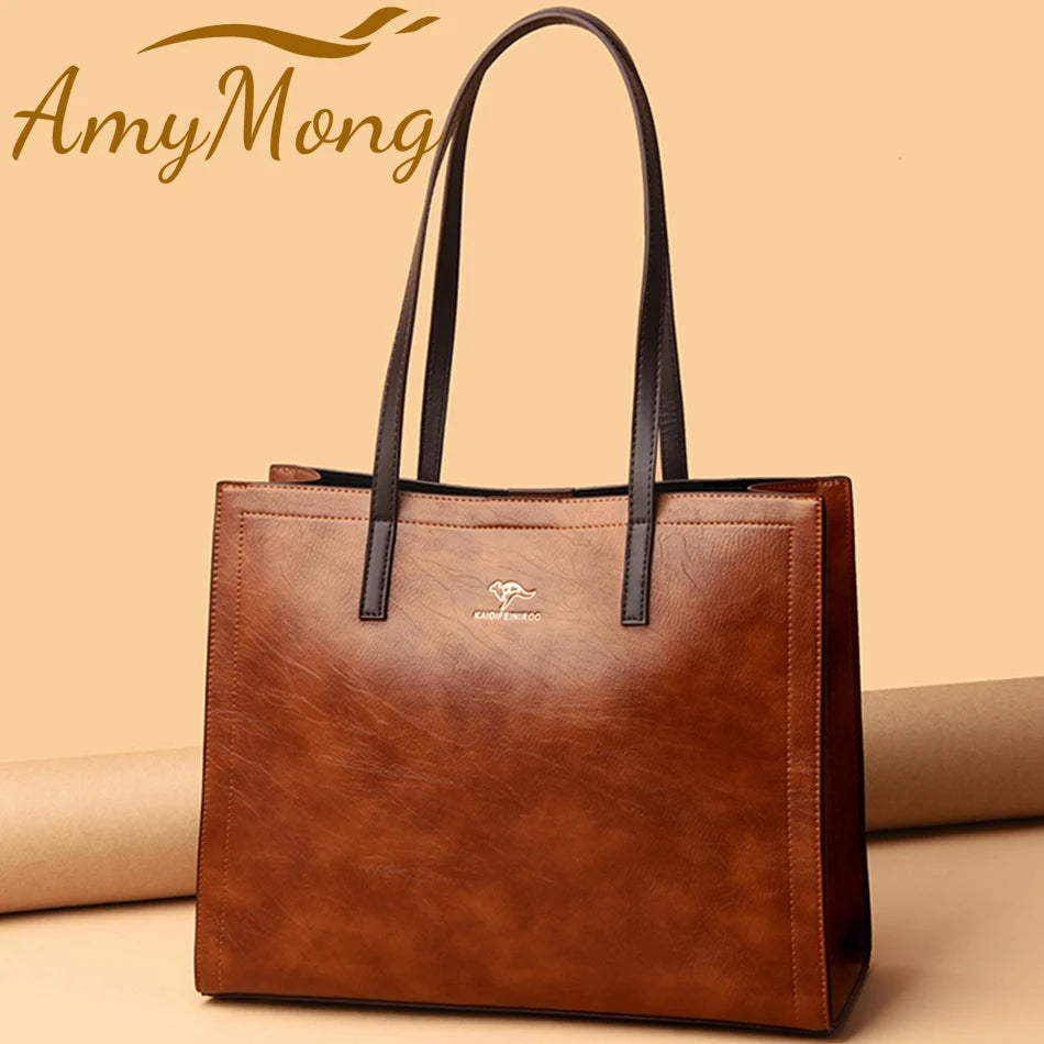 Genuine Leather Big Casual Tote