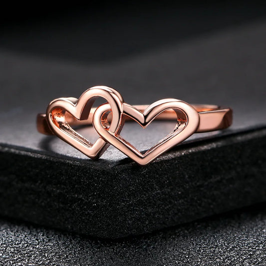 Hearts Rose Gold Color/Silver Color Rings