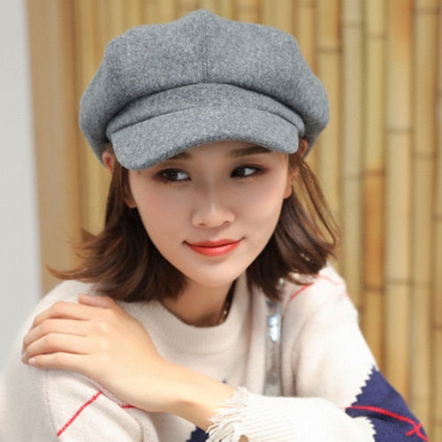 Winter Solid Plain Octagonal Hat