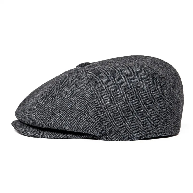 Wool Blend Flat Cap 8 Pane Driving Hat