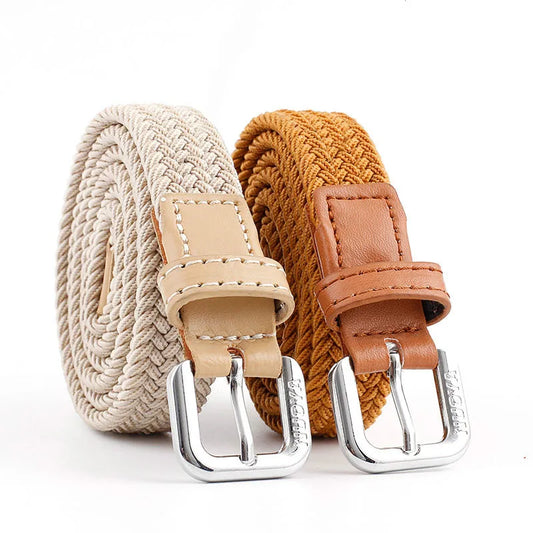 Woven Stretch Solid Color Pin Buckle Belt