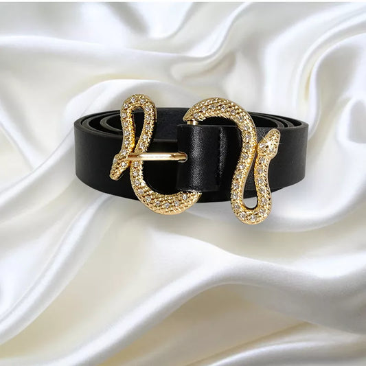 Shinny Rhinestone Soft Leather Belt