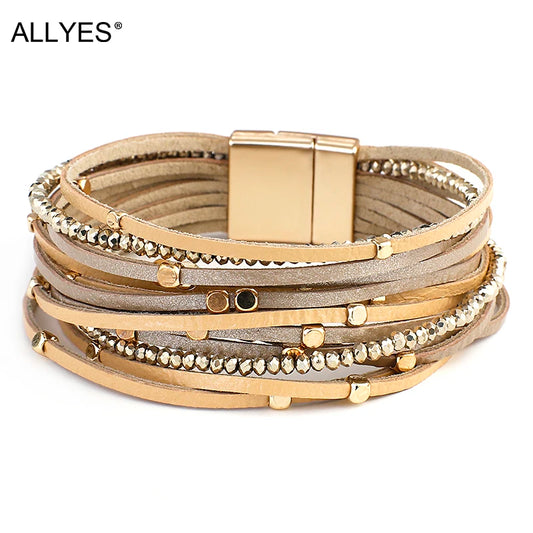 ALLYES Champagne Leather Bracelets