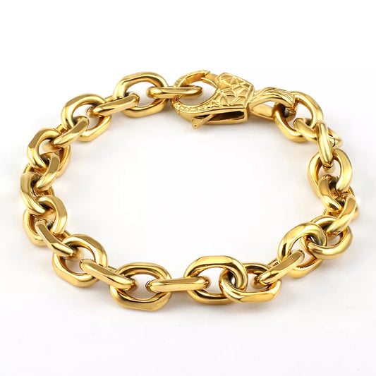 Stainless Steel Gold Cross O Chain Bracelet