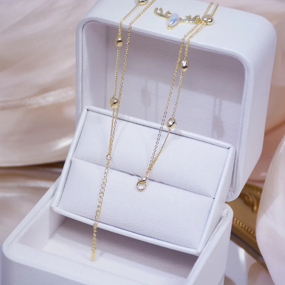 14k Plated Gold Double Layer Necklace