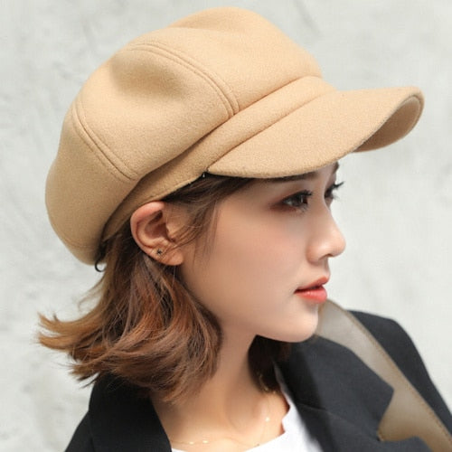 Winter Solid Plain Octagonal Hat