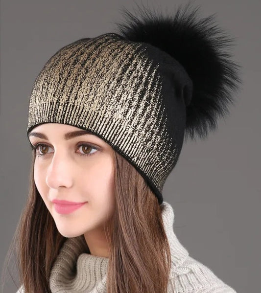 Winter Knitted Wool Pom Pom Fur Beanies