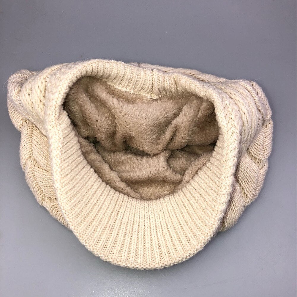 Winter Knit Bonnet Wool Beanies