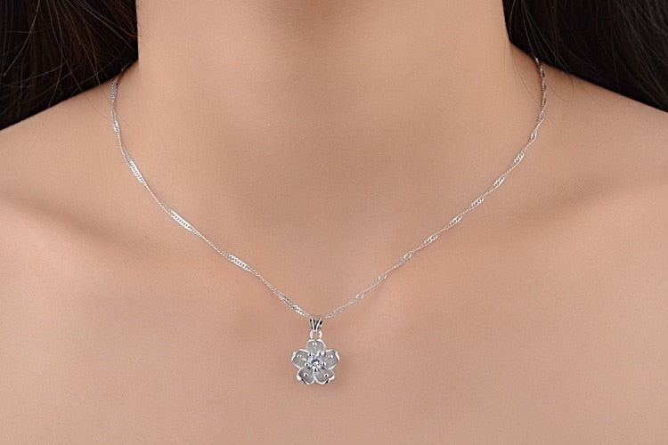 925 Silver Cherry Blossoms Necklaces