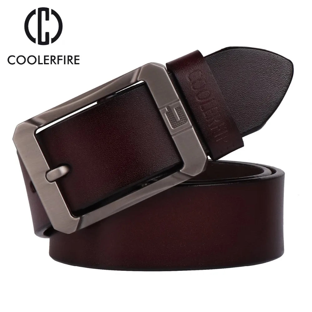 Coolerfire genuine leather pin buckle belts