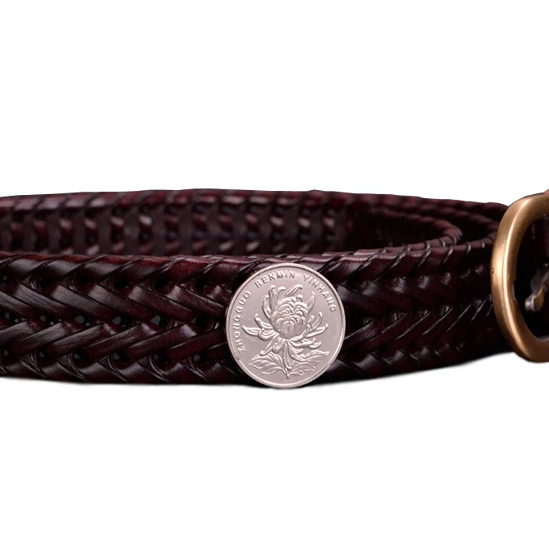 Genuine leather woman Braided belts