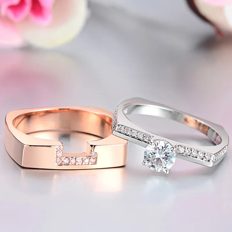 Two color white Zircon Set Crystal Ring