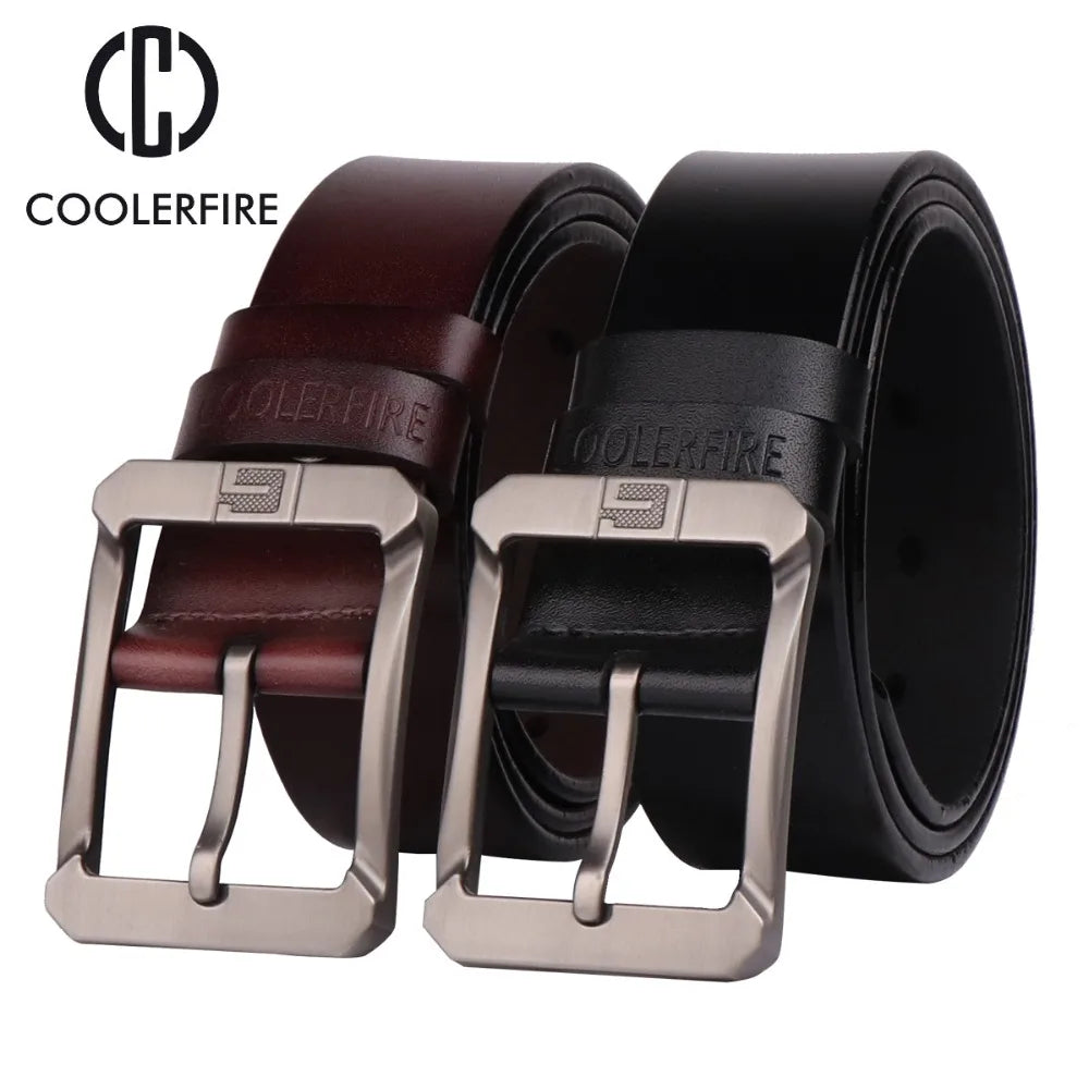 Coolerfire genuine leather pin buckle belts