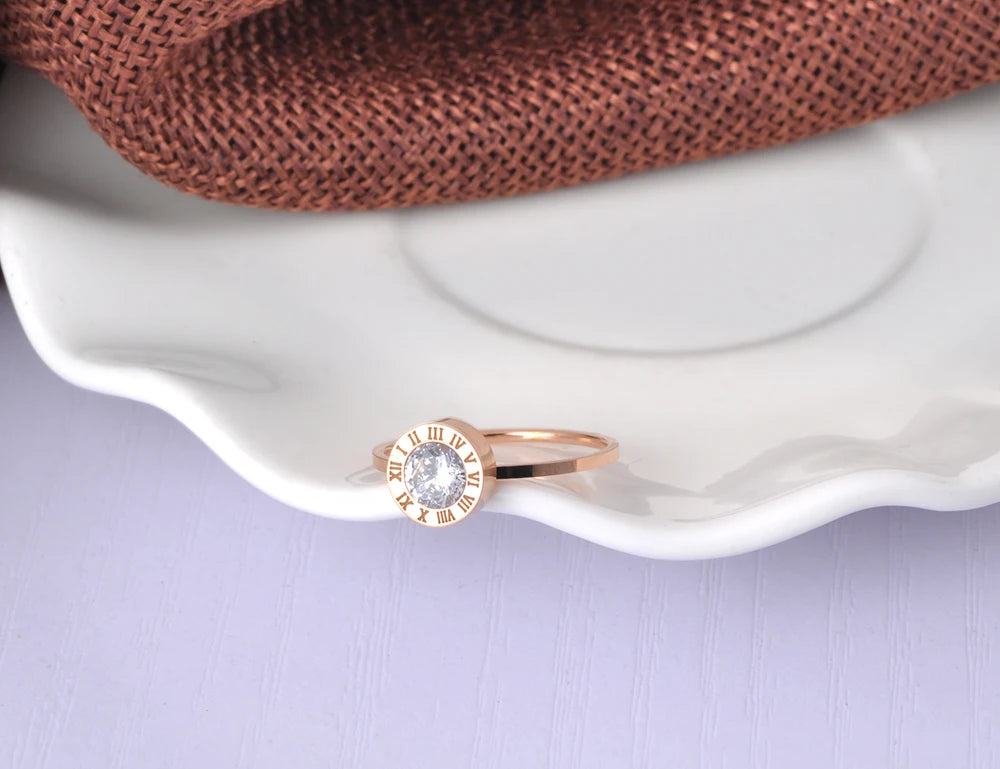 Stainless Steel  AAA CZ Rose Gold Color Ring