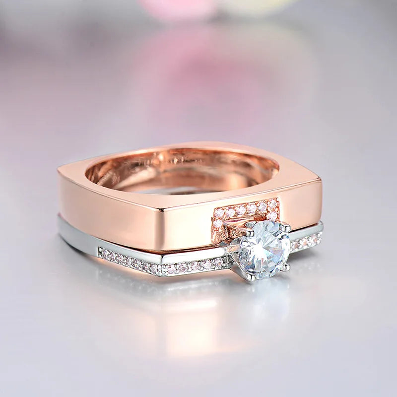 Two color white Zircon Set Crystal Ring