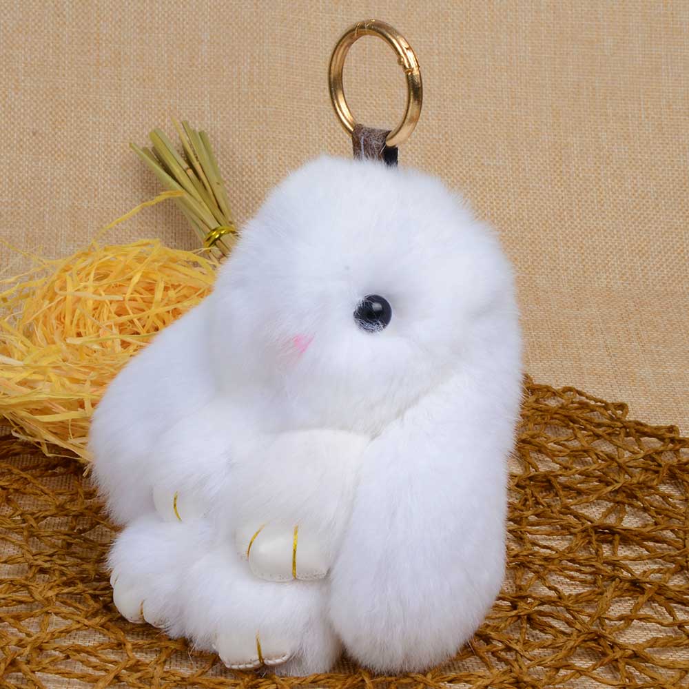 Bunny Pendant Rex Fur Keychain