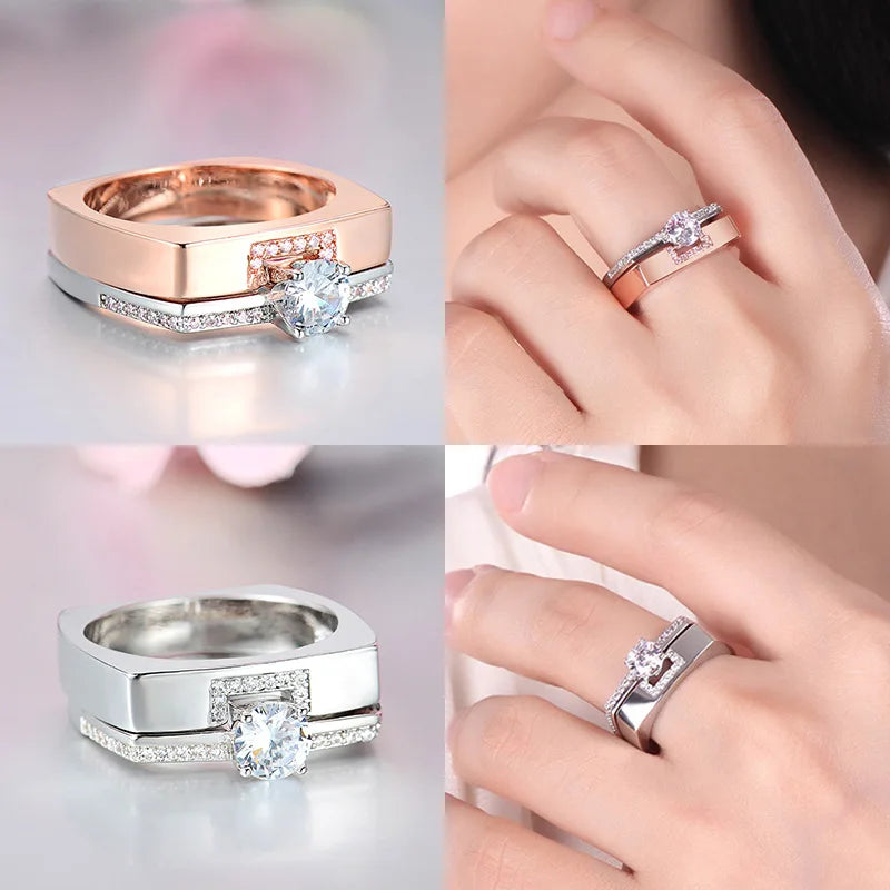 Two color white Zircon Set Crystal Ring