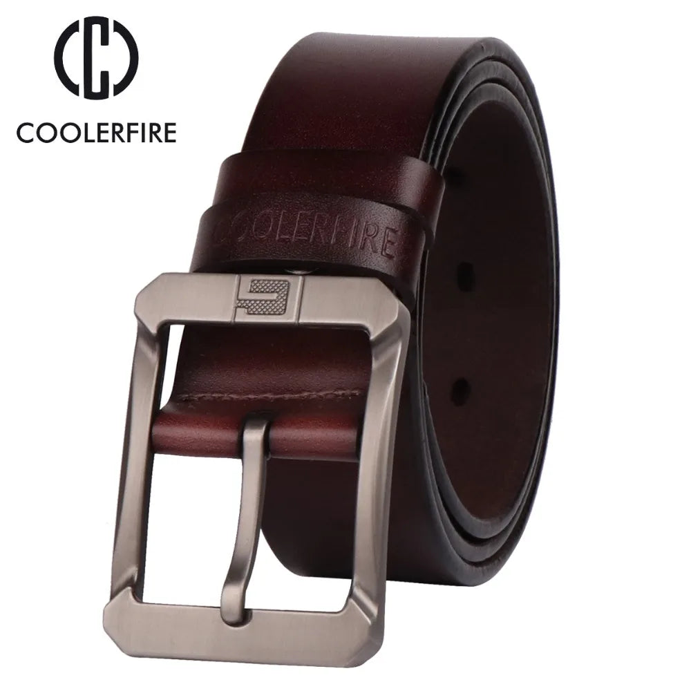 Coolerfire genuine leather pin buckle belts