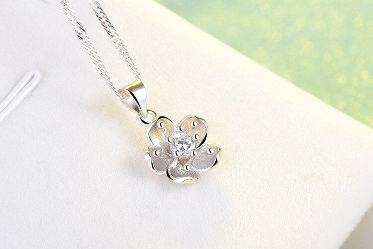 925 Silver Cherry Blossoms Necklaces