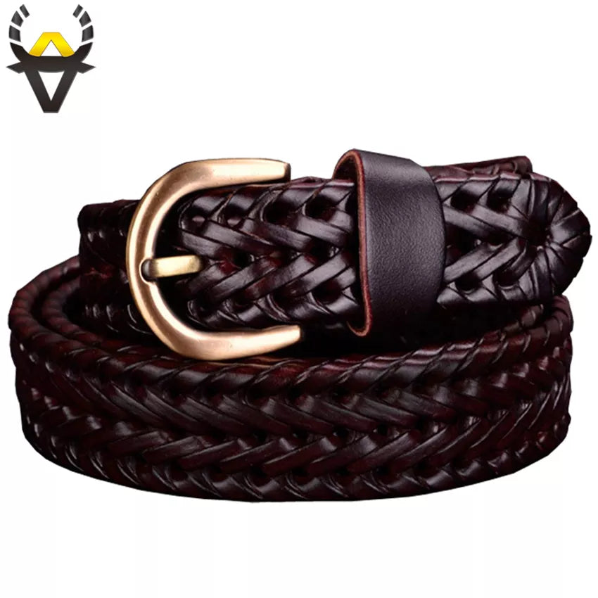 Genuine leather woman Braided belts