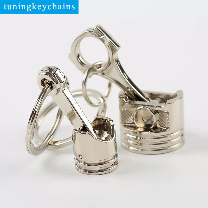 Chrome Engine Silvery Piston Key Ring