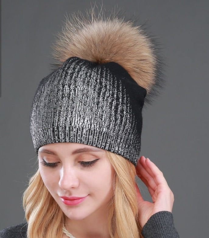 Winter Knitted Wool Pom Pom Fur Beanies